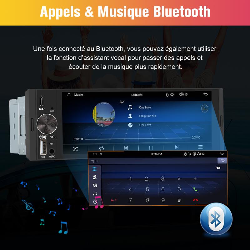 ✨ 50 % de réduction + livraison gratuite 🔥 Écran IPS 5.1 pouces (format 1DIN) – Autoradio Carplay intégré, écran tactile capacitif, commande vocale intelligente, 3 ports USB, lecteur MP5
