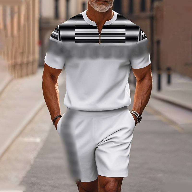đ„50% DE RĂDUCTION !đ„ Ensemble chemise et short Ă col zippĂ© pour homme