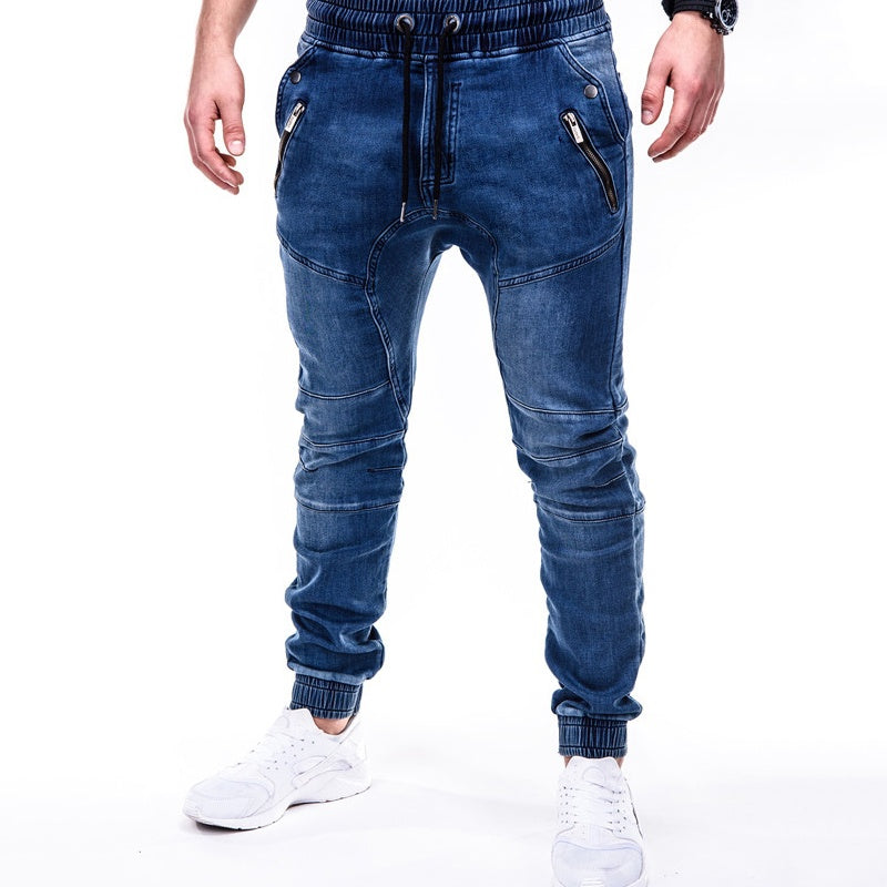 👖🔥50 % de réduction + livraison gratuite🔥👖Pantalon de jogging en jean slim pour homme avec poches zippées