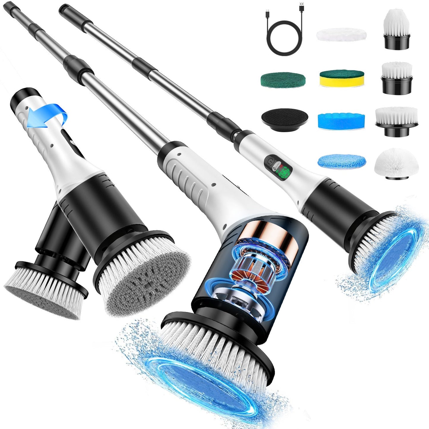 ⛲ 50 % de réduction + livraison gratuite 🔥 Brosse de nettoyage rotative électrique améliorée avec écran LED