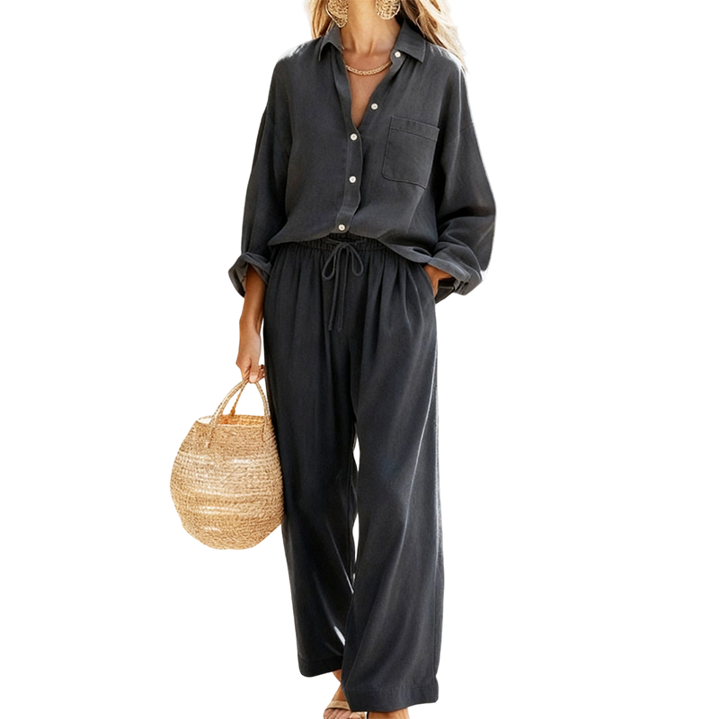🌸Nouveautés à -54 %💖Ensemble deux pièces chic en imitation lin pour femme