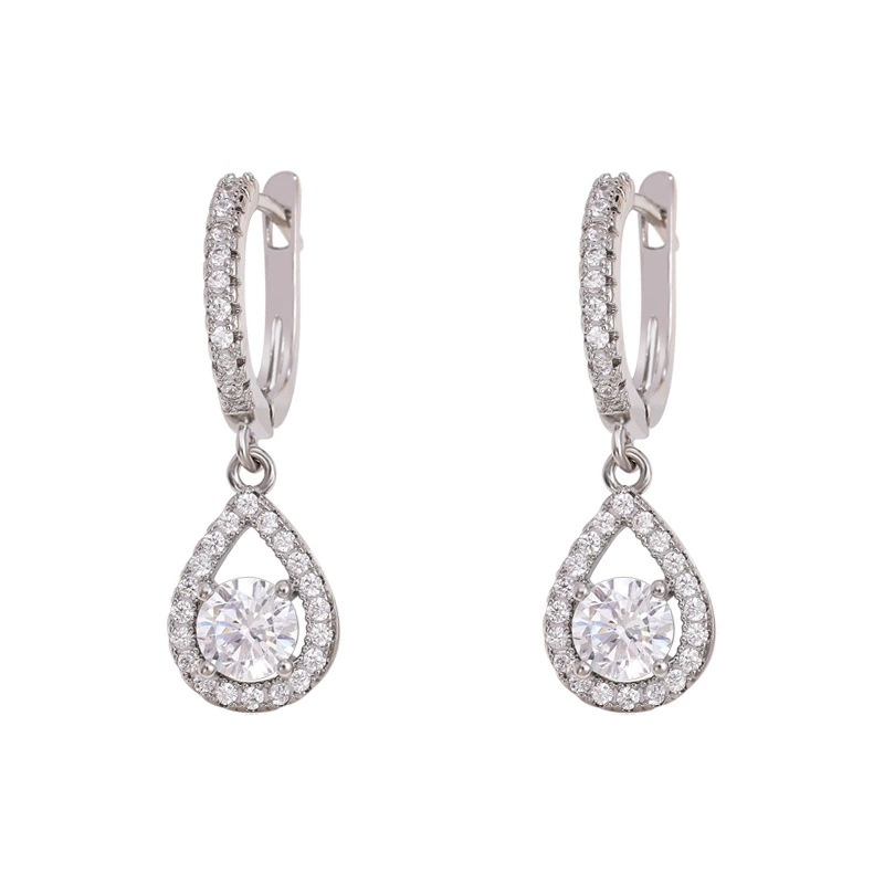 💎 50% DE RÉDUCTION! ✨ Boucles d'Oreilles Créoles Goutte – Zircon Éclatant, Sertissage Pavé, Fini Or ou Argent Pour Une Élégance Intemporelle 🎀