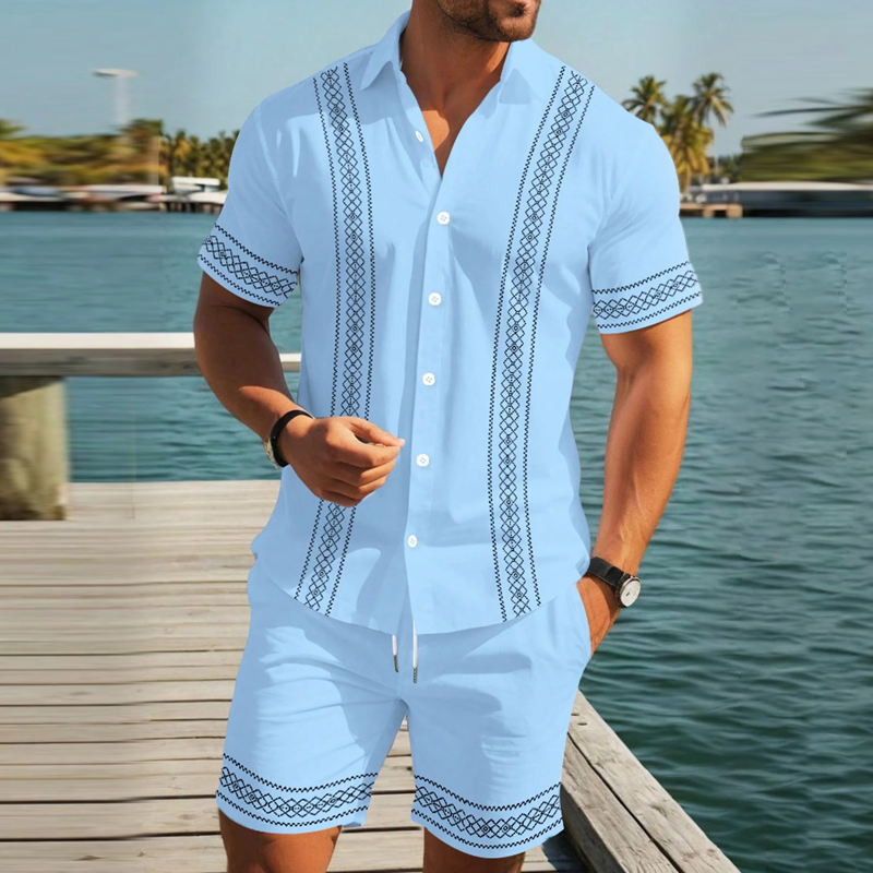 🔥Ensemble chemise à manches courtes à imprimé floral p✅ Style Vacances | Frais & Décontracté 🌴 -50% 🔥
