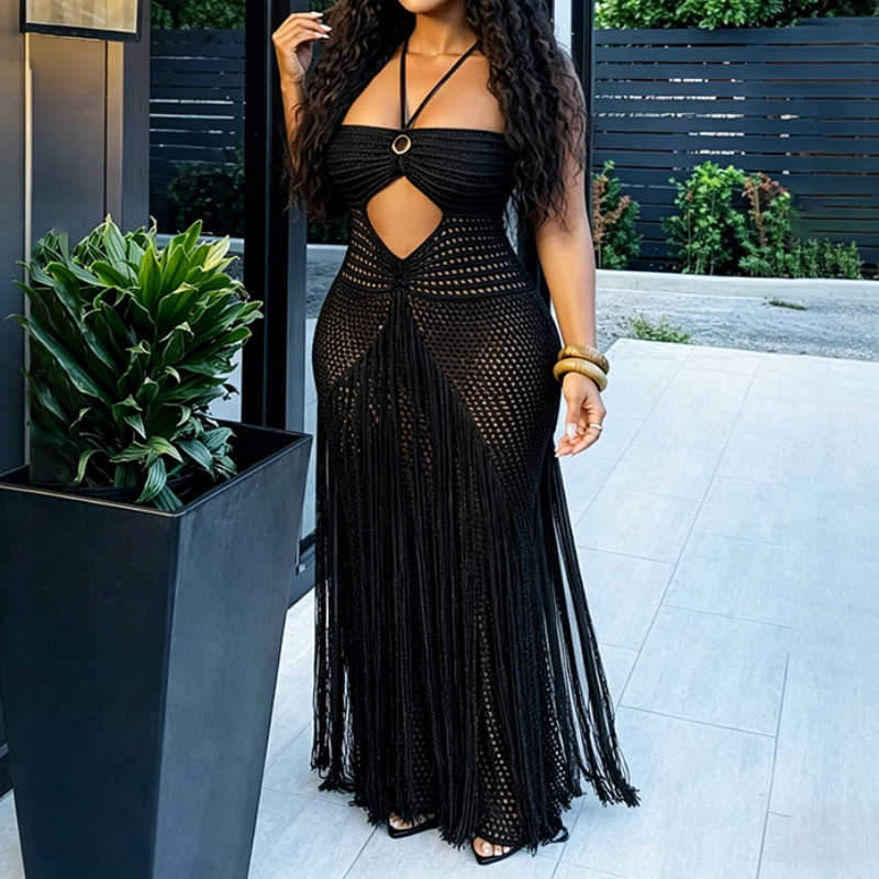 🌼Robe de plage sexy à franges et découpes pour femme🌸