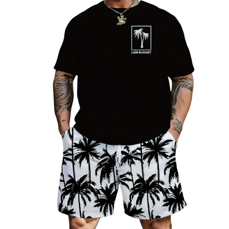 ✨Ensemble T-Shirt & Short Homme ✅ Imprimé Tropical & Coupe Décontractée | Léger et Stylé 🌴 -57% AUJOURD’HUI 🔥