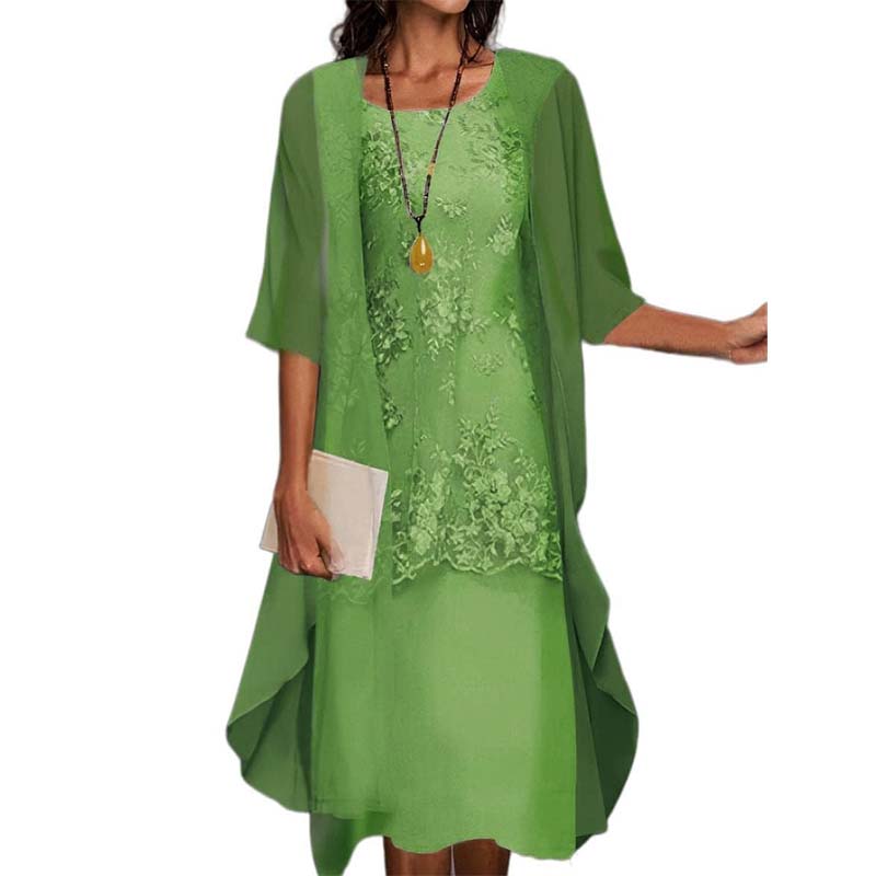 👗 Ensemble robe formelle mi-genou et cardigan pour femme