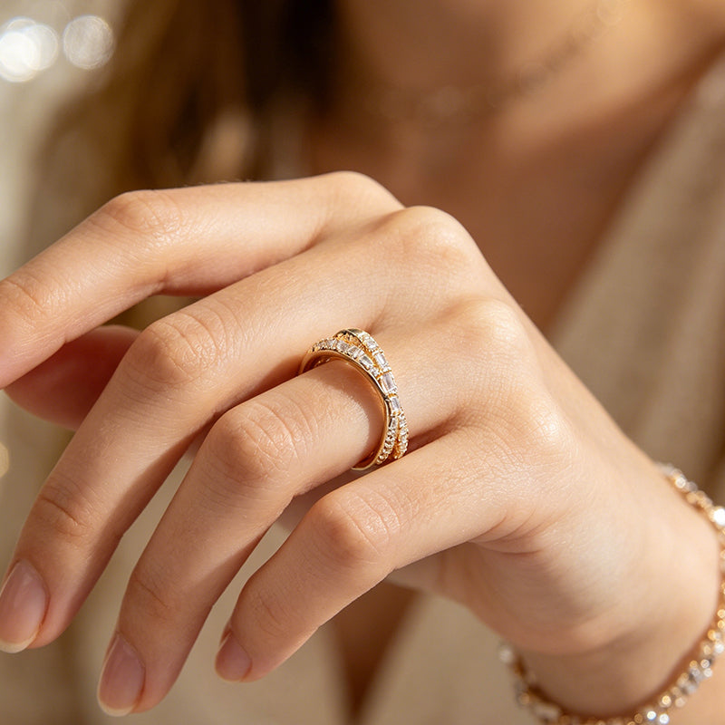 ✨Bague réglable à double rangée avec bandes entrecroisées💫
