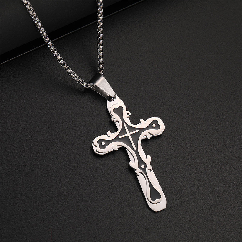 💥 Collier avec pendentif en forme de croix de style vintage orné ✨