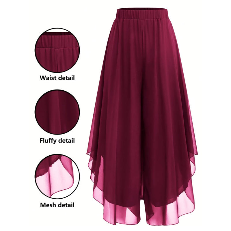 ✨ Pantalon en mousseline à jambes larges pour femme 👖Asymétrique et élégant – Parfait pour le quotidien et les vacances 🌿