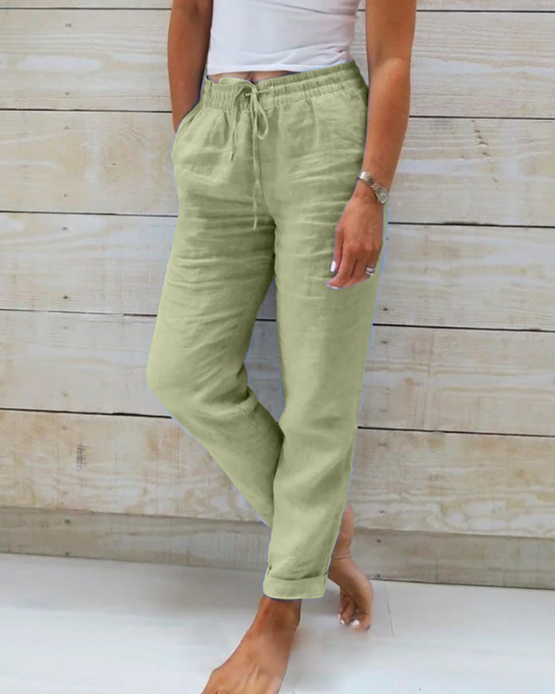 💎 56% DE RÉDUCTION ! 💎 Pantalon Décontracté à Jambe Droite – Coton & Lin Respirant, Taille Élastiquée & 6 Couleurs Disponibles 🌿👖