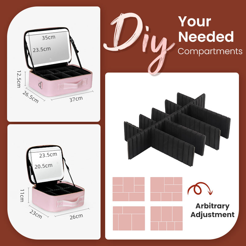 ✨ 50 % de réduction + livraison gratuite 🔥 Trousse de maquillage portable avec miroir LED – Maquillage parfait partout