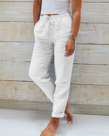 💎 56% DE RÉDUCTION ! 💎 Pantalon Décontracté à Jambe Droite – Coton & Lin Respirant, Taille Élastiquée & 6 Couleurs Disponibles 🌿👖