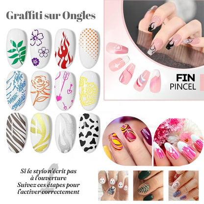 🎄Prévente de Noël - 43 % de réduction🌈Set de 12 stylos pour art des ongles