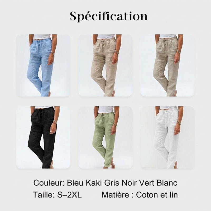 💎 56% DE RÉDUCTION ! 💎 Pantalon Décontracté à Jambe Droite – Coton & Lin Respirant, Taille Élastiquée & 6 Couleurs Disponibles 🌿👖