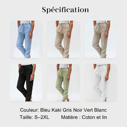 💎 56% DE RÉDUCTION ! 💎 Pantalon Décontracté à Jambe Droite – Coton & Lin Respirant, Taille Élastiquée & 6 Couleurs Disponibles 🌿👖
