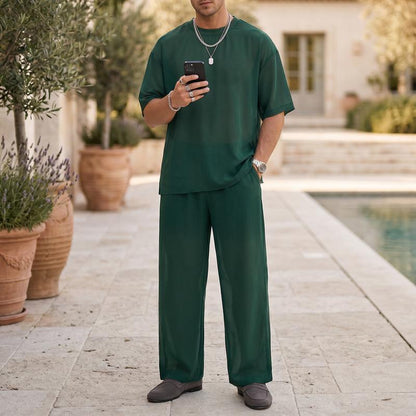 🍂Ensemble 2 pièces pour homme : T-shirt et pantalon à jambes larges🔥