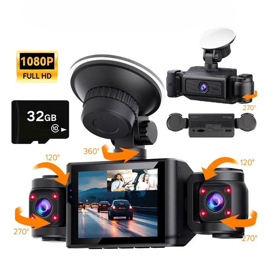 🚗 Caméra embarquée HD multi-objectifs avec fonction de vision nocturne 📱