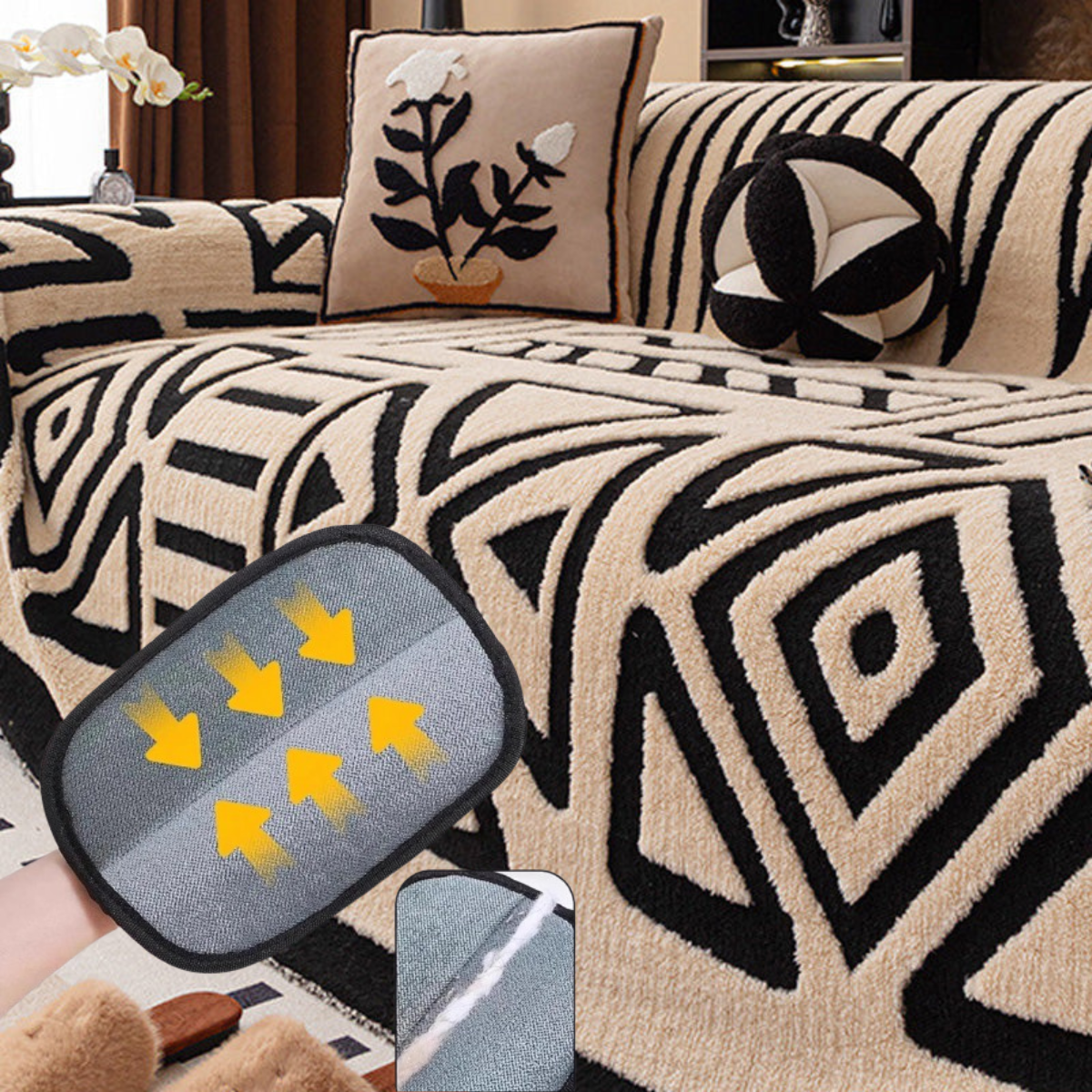 ✨Housse de canapé douce et antidérapante en peluche