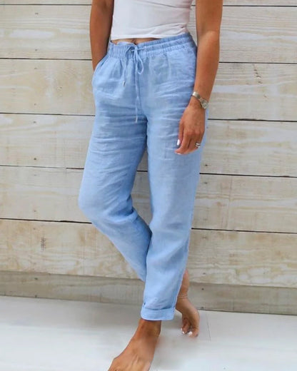 💎 56% DE RÉDUCTION ! 💎 Pantalon Décontracté à Jambe Droite – Coton & Lin Respirant, Taille Élastiquée & 6 Couleurs Disponibles 🌿👖