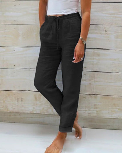💎 56% DE RÉDUCTION ! 💎 Pantalon Décontracté à Jambe Droite – Coton & Lin Respirant, Taille Élastiquée & 6 Couleurs Disponibles 🌿👖