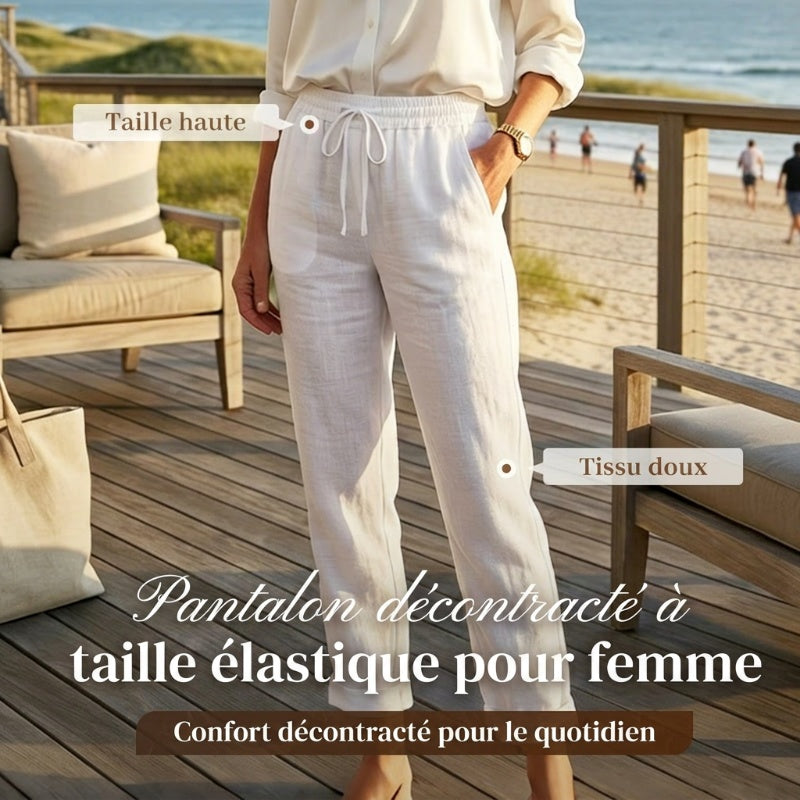 💎 56% DE RÉDUCTION ! 💎 Pantalon Décontracté à Jambe Droite – Coton & Lin Respirant, Taille Élastiquée & 6 Couleurs Disponibles 🌿👖