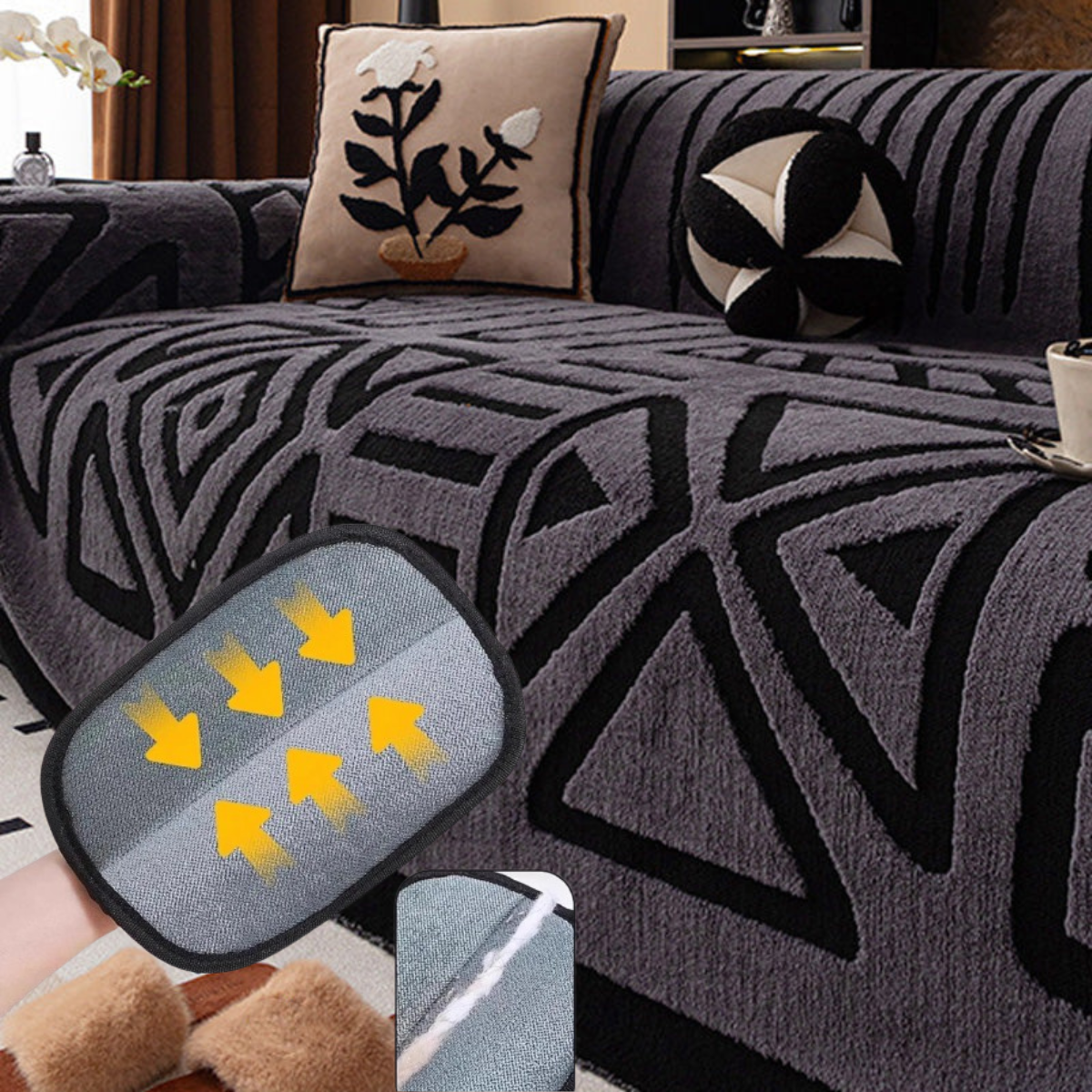 ✨Housse de canapé douce et antidérapante en peluche
