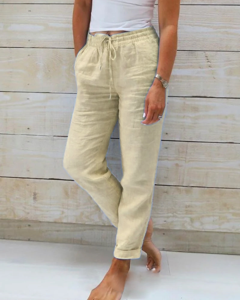💎 56% DE RÉDUCTION ! 💎 Pantalon Décontracté à Jambe Droite – Coton & Lin Respirant, Taille Élastiquée & 6 Couleurs Disponibles 🌿👖