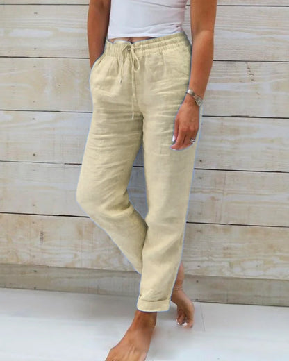 💎 56% DE RÉDUCTION ! 💎 Pantalon Décontracté à Jambe Droite – Coton & Lin Respirant, Taille Élastiquée & 6 Couleurs Disponibles 🌿👖