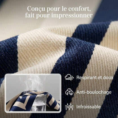 💘Nouveauté : 55% de réduction🍂Ensemble 2 pièces pour femme : chemise rayée et pantalon large