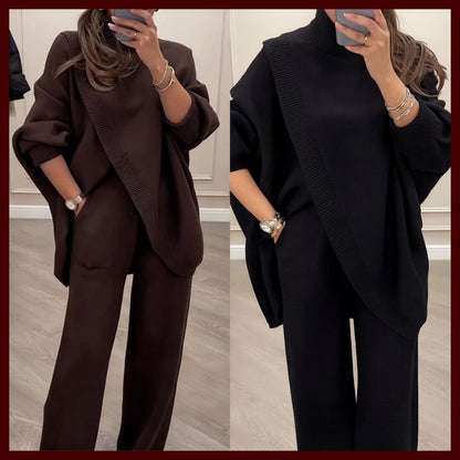 🔥 59 % DE RÉDUCTION ! NOUVEAU ! Ensemble 2 pièces femme – Pull asymétrique + pantalon large, coupe ample et tissu doux, ultra confortable 👚✨ ✅ Livraison gratuite