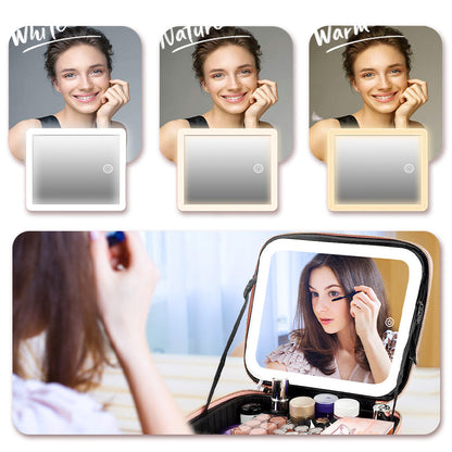 ✨ 50 % de réduction + livraison gratuite 🔥 Trousse de maquillage portable avec miroir LED – Maquillage parfait partout