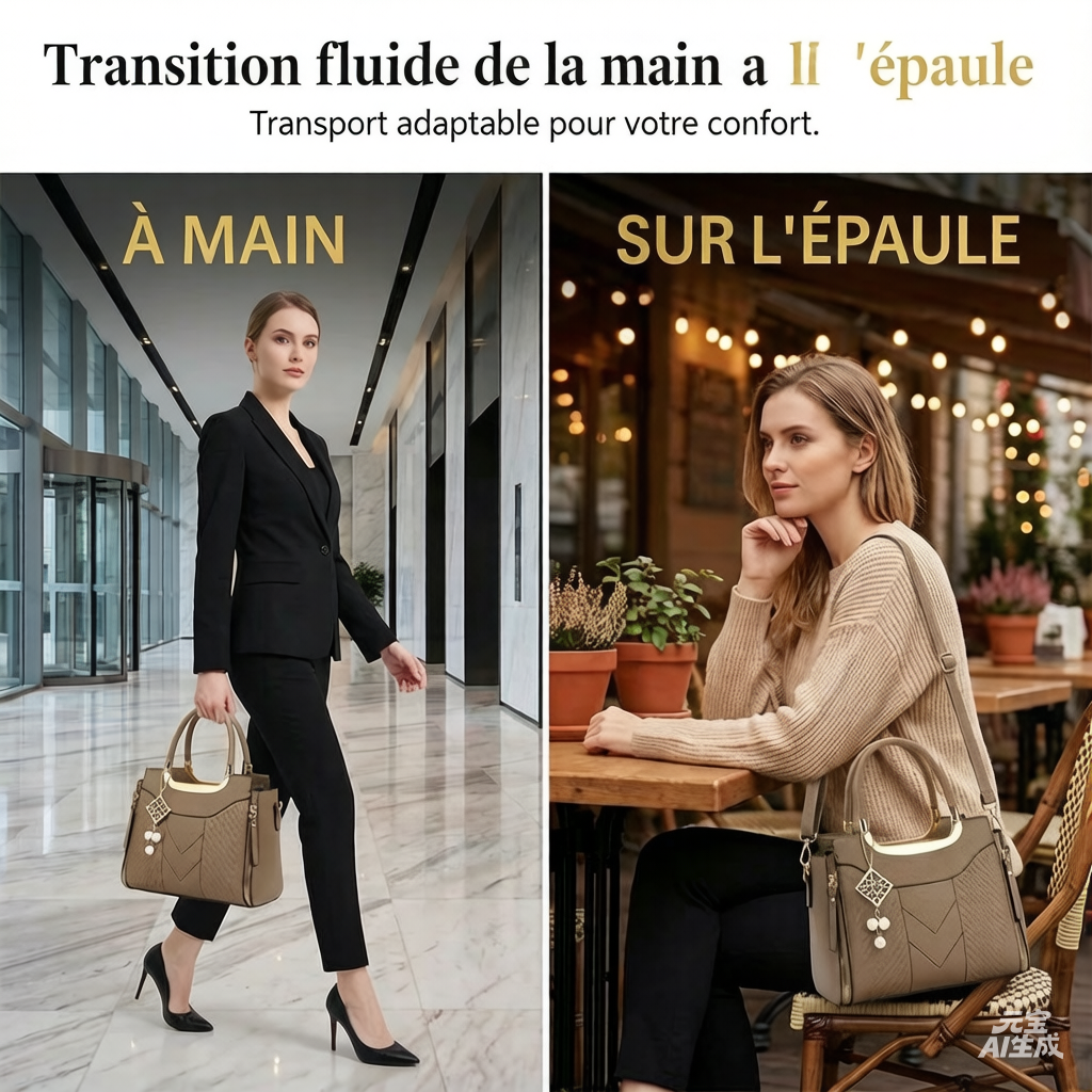 📢📢50 % DE RÉDUCTION !! ⏰Sac À Main Femme Élégant – Poignées & Bandoulière, Cuir PU, Texture Coutures en V, 8 Couleurs, Organisation Intelligente ✨