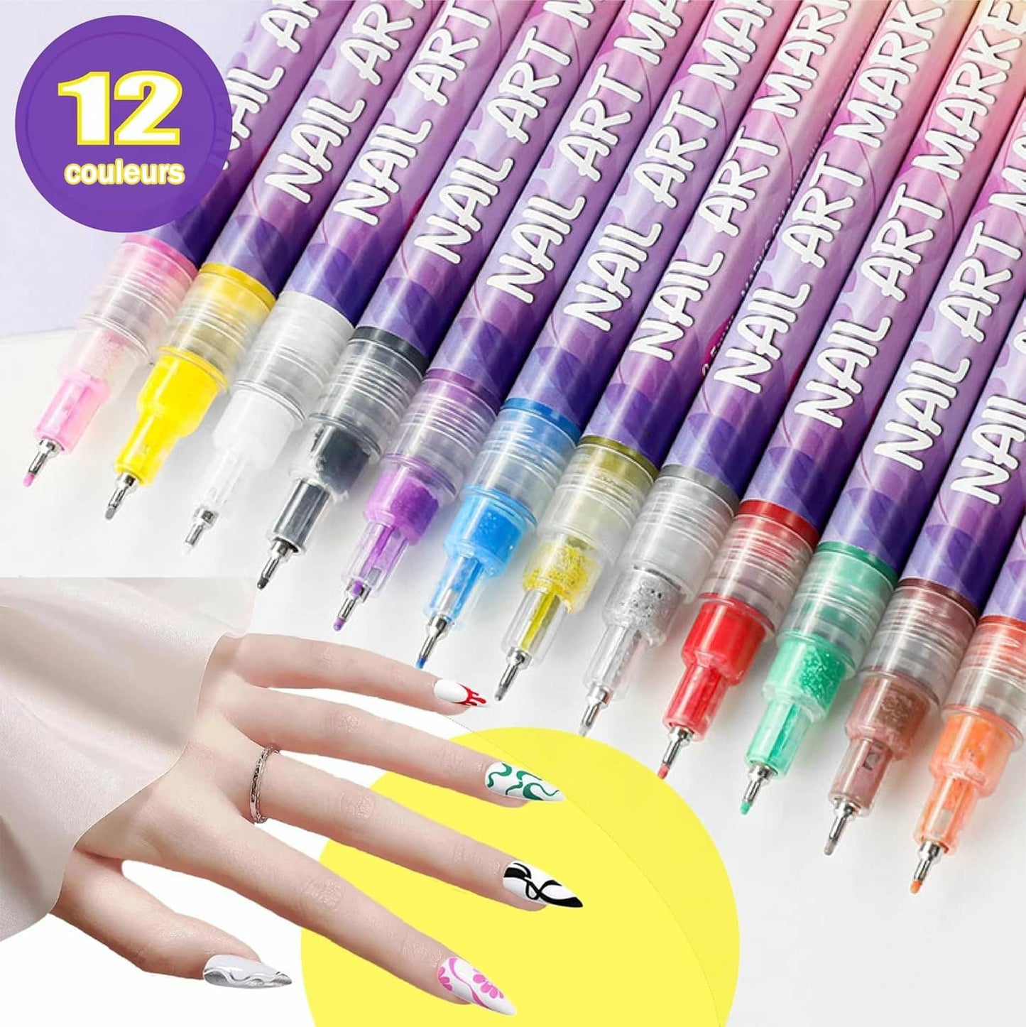 🎄Prévente de Noël - 43 % de réduction🌈Set de 12 stylos pour art des ongles