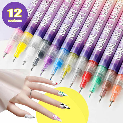 🎄Prévente de Noël - 43 % de réduction🌈Set de 12 stylos pour art des ongles