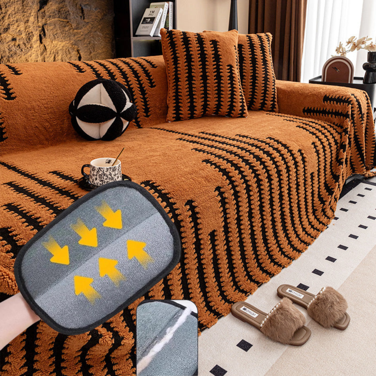 ✨Housse de canapé douce et antidérapante en peluche