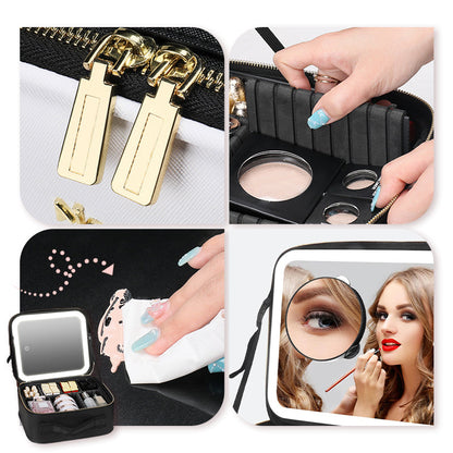 ✨ 50 % de réduction + livraison gratuite 🔥 Trousse de maquillage portable avec miroir LED – Maquillage parfait partout