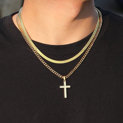 ✨✝️58 % de réduction🔥Collier double rangée en acier inoxydable Collier créatif à chaînes torsadées cubaines multi-rangées