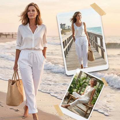 💎 56% DE RÉDUCTION ! 💎 Pantalon Décontracté à Jambe Droite – Coton & Lin Respirant, Taille Élastiquée & 6 Couleurs Disponibles 🌿👖