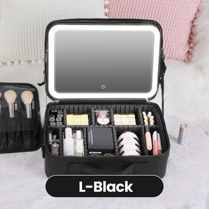 ✨ 50 % de réduction + livraison gratuite 🔥 Trousse de maquillage portable avec miroir LED – Maquillage parfait partout