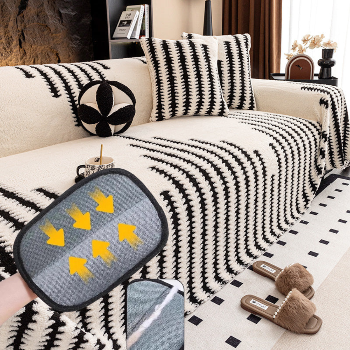 ✨Housse de canapé douce et antidérapante en peluche