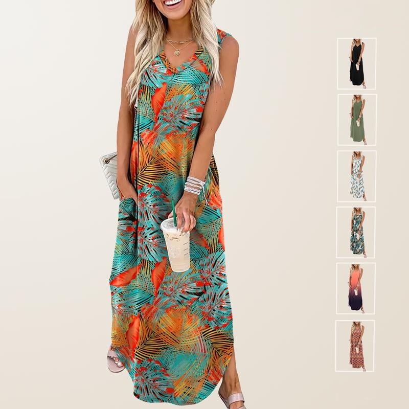 💖🌸 52 % de réduction 💖 Robes d'été, robes longues, robes de plage pour les vacances avec poches🍂
