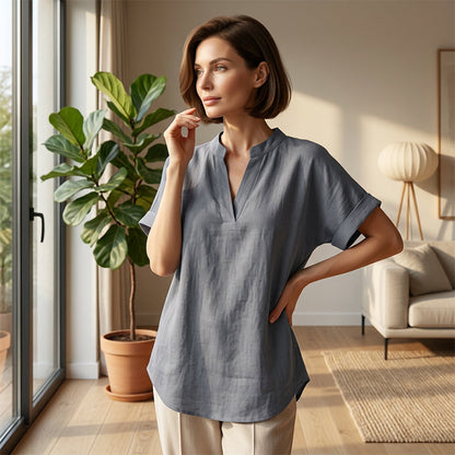 👕 50% DE RÉDUCTION! 🌸 Top Ample Uni à Manches Courtes – Tissu Léger, Coupe Décontractée & Polyvalent ✨