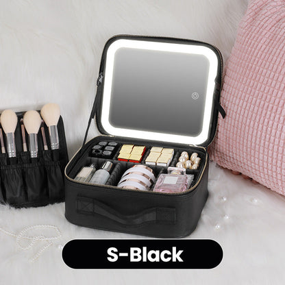 ✨ 50 % de réduction + livraison gratuite 🔥 Trousse de maquillage portable avec miroir LED – Maquillage parfait partout