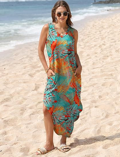 💖🌸 52 % de réduction 💖 Robes d'été, robes longues, robes de plage pour les vacances avec poches🍂