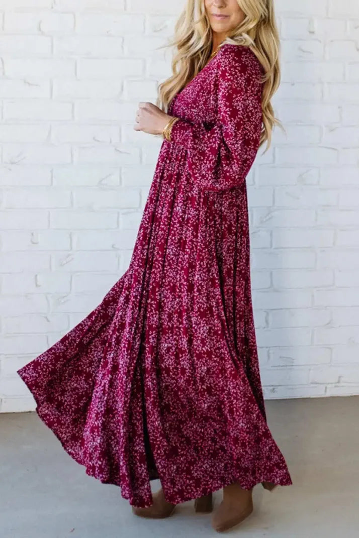 💎 60% DE RÉDUCTION ! 💎 Robe Longue à Fleurs en Rayonne – Taille Smockée, Doublure Intégrale & Poches Cachées 🌸👗