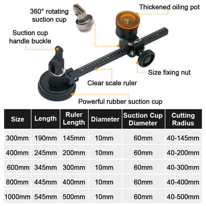📢📢40% DE RÉDUCTION !! ⏰ Coupe-Verre Compas à Jauge – Tête Rotative 360° & Ventouse Puissante – Pour Verre, Carrelage & Artisanat 🔪