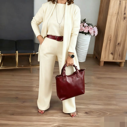 🎁 -50% AUJOURD'HUI + LIVRAISON GRATUITE 👇Ensemble 3 pièces élégant comprenant un cardigan long, un haut et un pantalon🔥