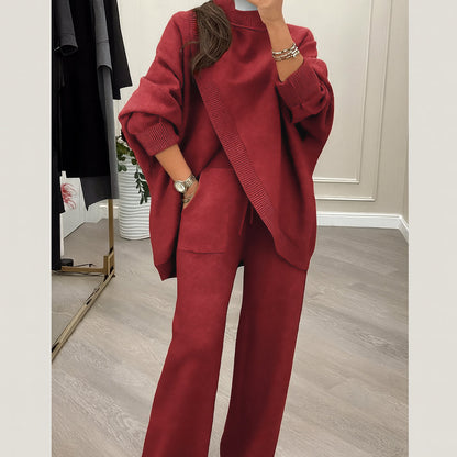 🔥 59 % DE RÉDUCTION ! NOUVEAU ! Ensemble 2 pièces femme – Pull asymétrique + pantalon large, coupe ample et tissu doux, ultra confortable 👚✨ ✅ Livraison gratuite