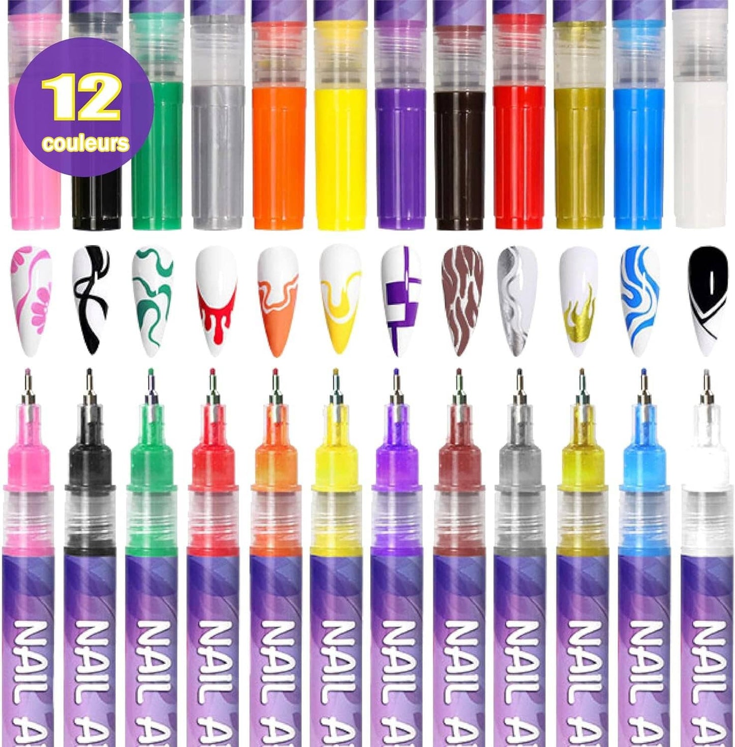 🎄Prévente de Noël - 43 % de réduction🌈Set de 12 stylos pour art des ongles