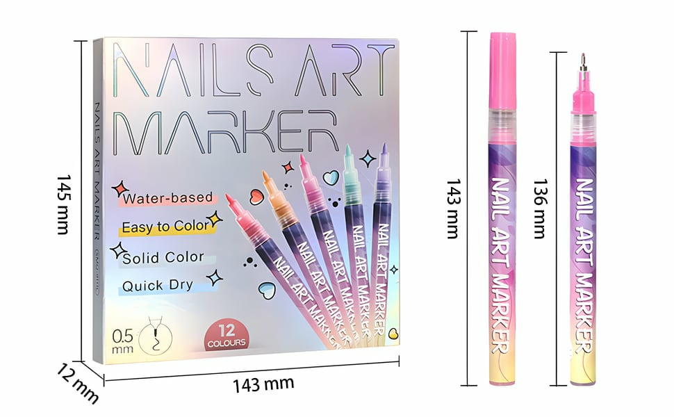 🎄Prévente de Noël - 43 % de réduction🌈Set de 12 stylos pour art des ongles